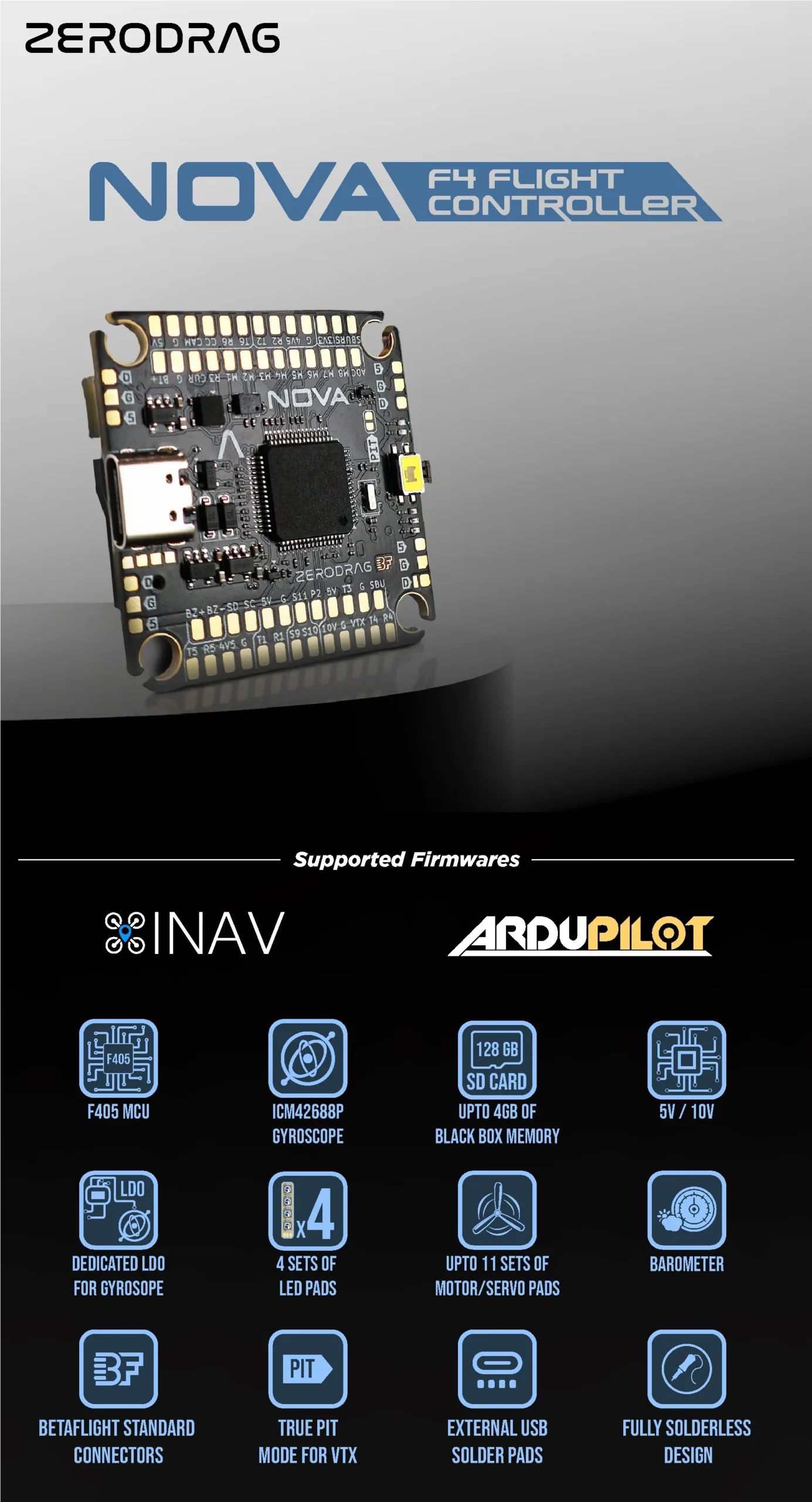 Zerodrag Nova F4 Flight Controller